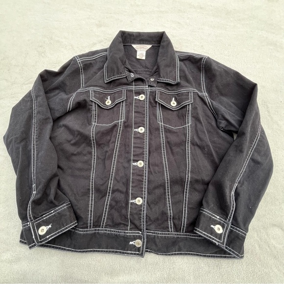 Northern Reflections Black Jean Jacket With White Stitching - Picture 3 of 10